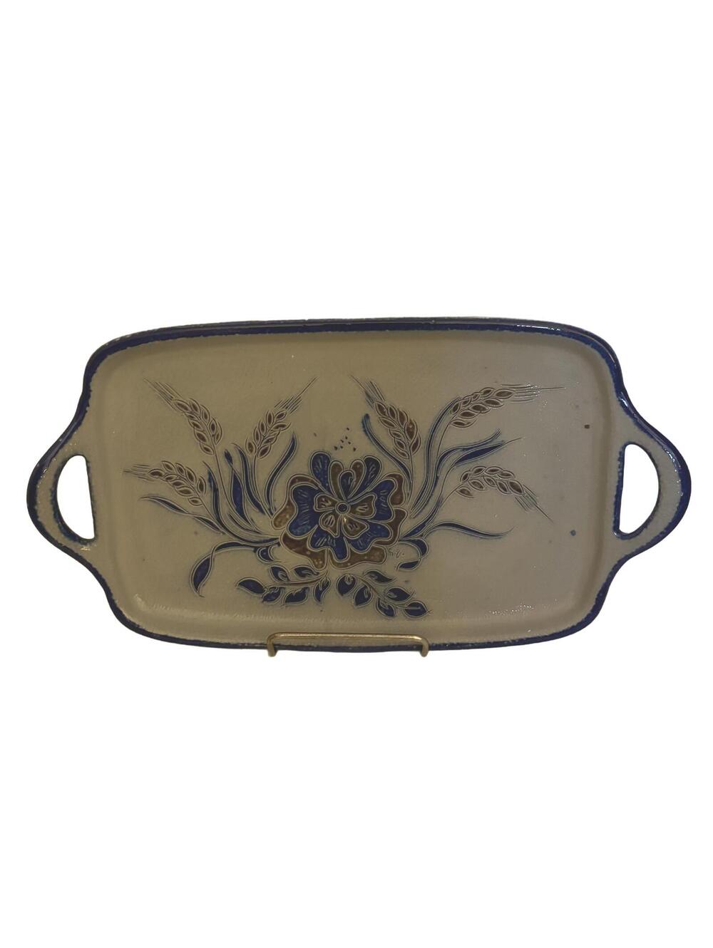 Vintage Plewa Keramik Stoneware Serving Tray - Hand-Painted German Salt-Glazed